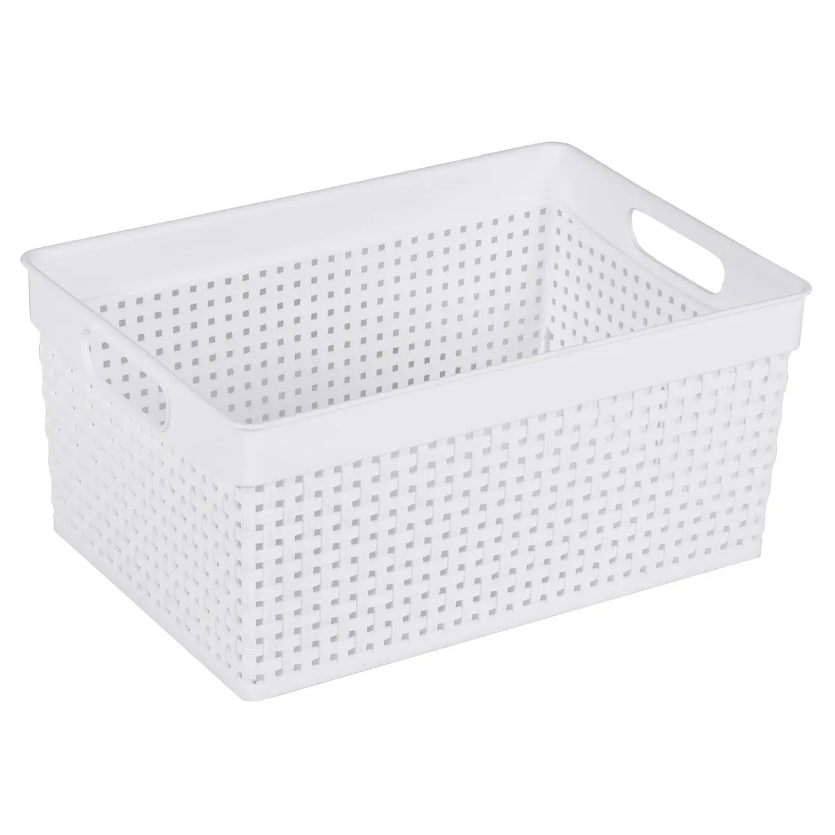 Πλαστικό Καλαθάκι Rattan 30x21x14cm Λευκό