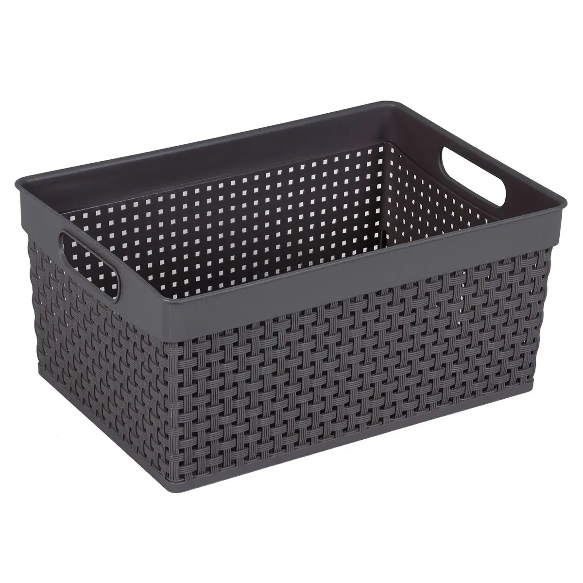Πλαστικό Καλαθάκι Rattan 30x21x14cm Ανθρακί