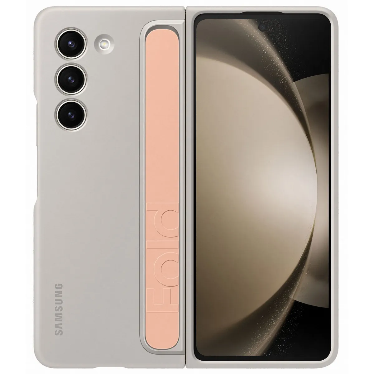 Samsung Θήκη Book Cover για Samsung Galaxy Z Fold 5 Standing Case με Strap, Sand