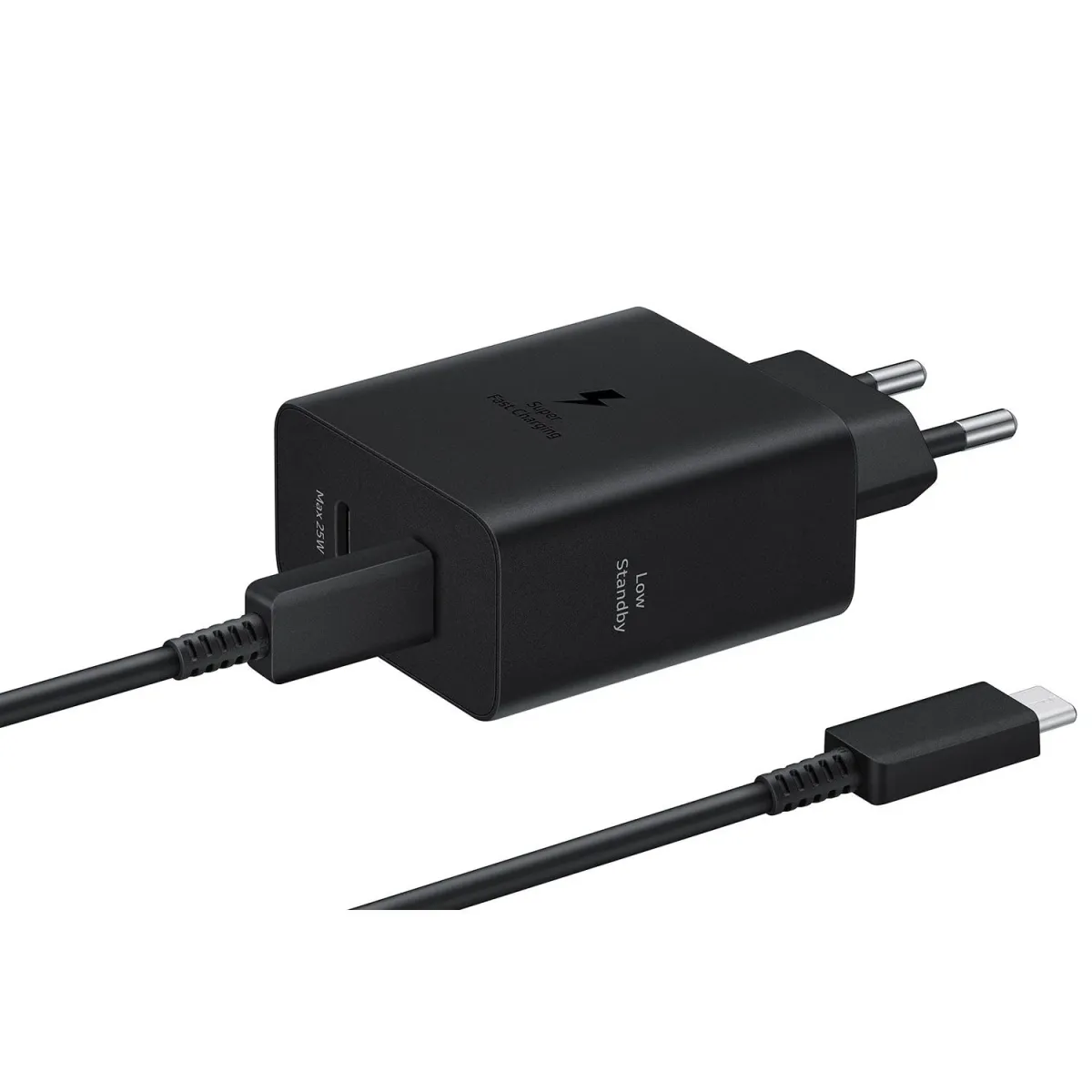 Samsung Φορτιστής GaN 2 Θέσεων 50W Μαύρο Με Καλώδιο