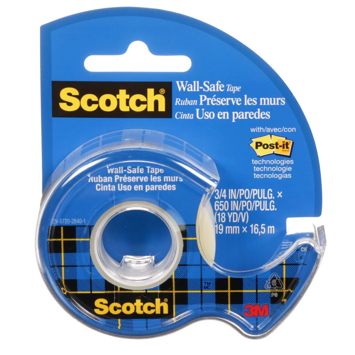 Scotch Βάση Κολλητικής Ταινίας με Ταινία Wall-Safe 19mm x 16.5m