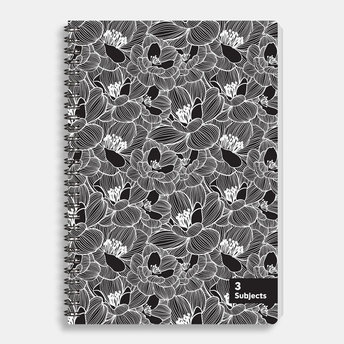 Sentio Τετράδιο Σπιράλ 17x25 3 Θεμάτων Black Flowers 105 Φύλλα