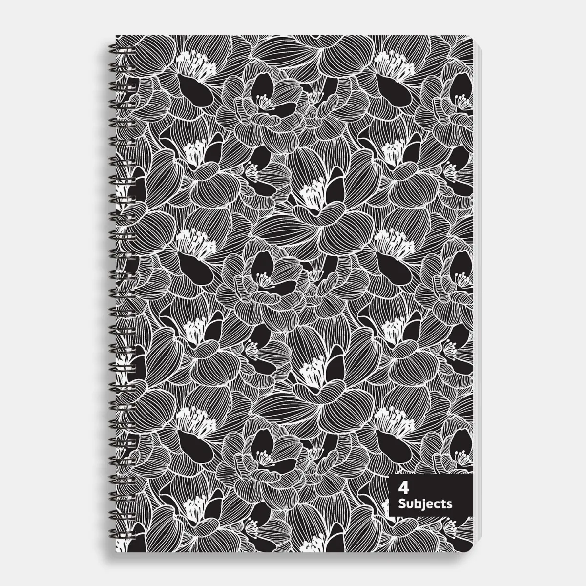 Sentio Τετράδιο Σπιράλ 17x25 4 Θεμάτων Black Flowers 140 Φύλλα