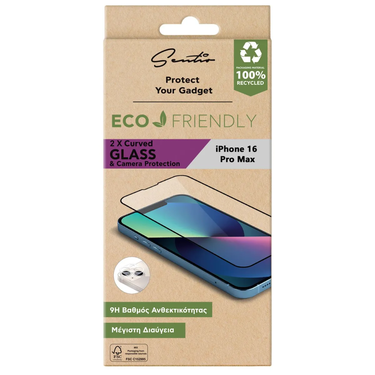 Sentio Γυαλί 2τμχ Tempered 2.5D για iPhone 16 Pro Max & Γυαλί Προστασίας Καμερών