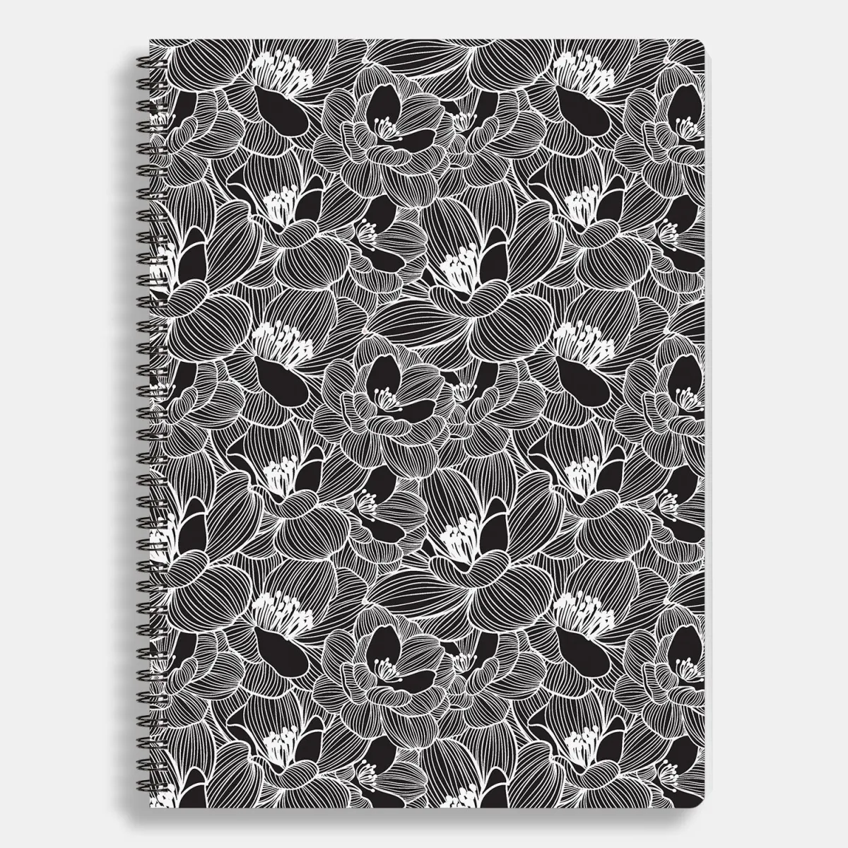 Sentio Τετράδιο Σπιράλ Α4 Black Flowers 80 φύλλων