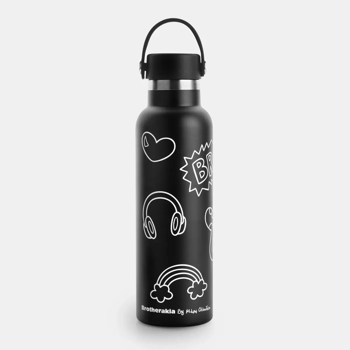 Sentio Παγούρι Θερμός 600ml Μαύρο Brotherakia by Μικρή Ολλανδέζα