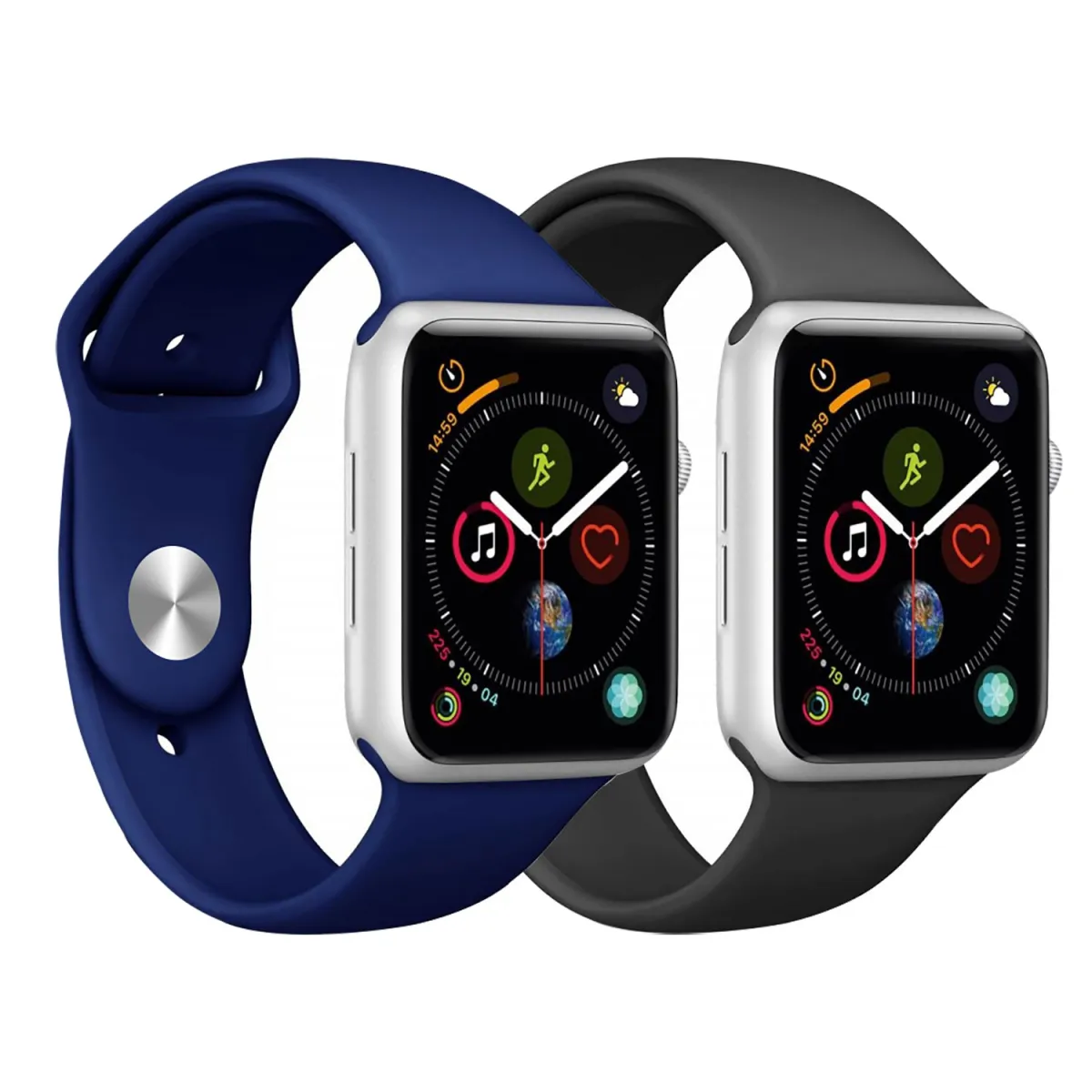 Sentio Apple Watch 42-44 mm Silicone Band M/L Black & Blue