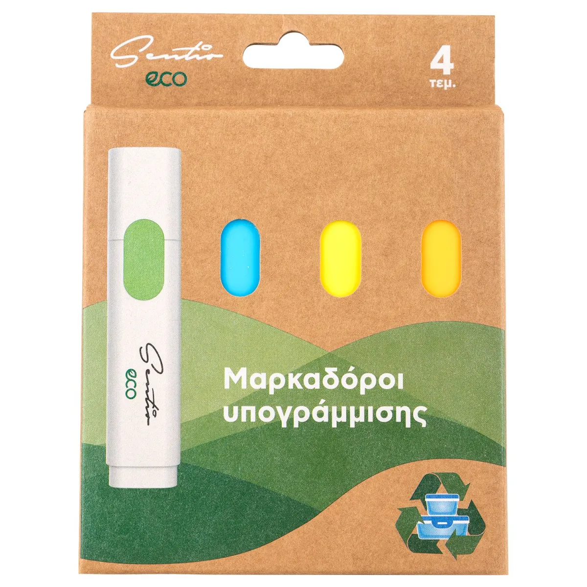 Sentio Μαρκαδόροι Υπογράμμισης Eco 4τεμ.