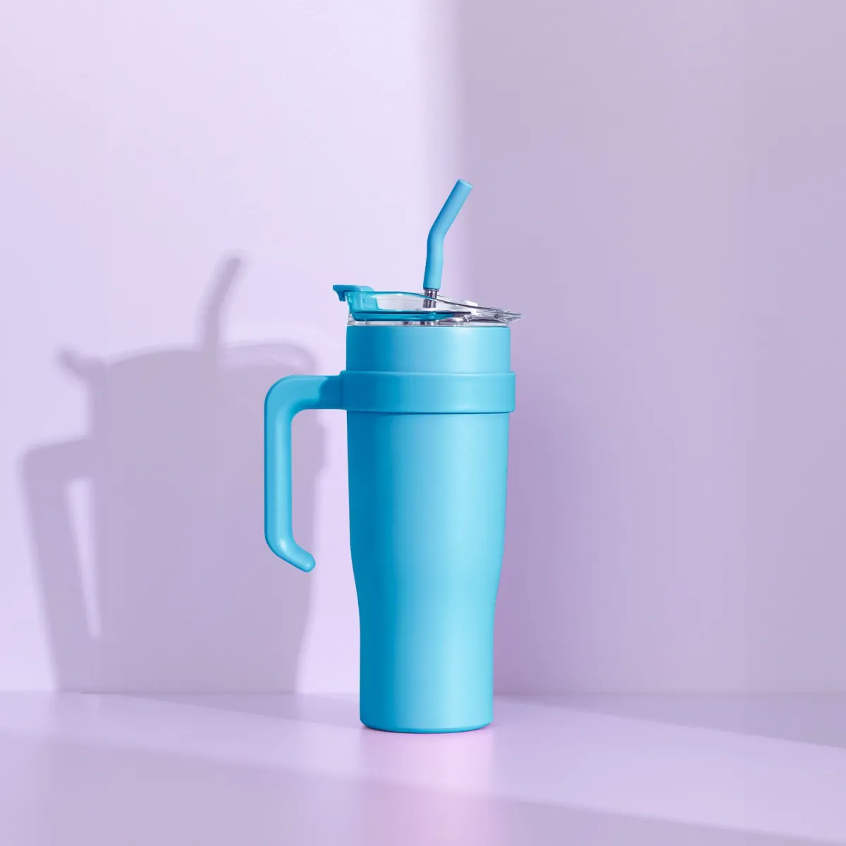 Sentio Ανοξείδωτο Ποτήρι Με Καλαμάκι Light Blue