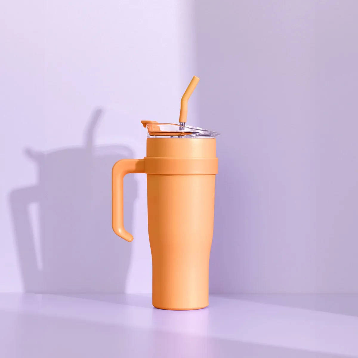 Sentio Ανοξείδωτο Ποτήρι Με Καλαμάκι Peach