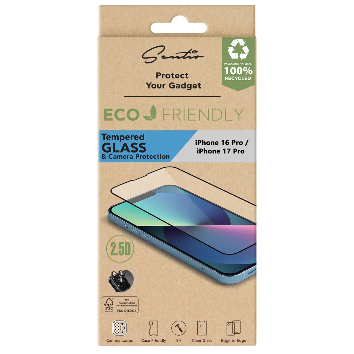 Sentio Γυαλί Tempered 2.5D για iPhone 16 Pro / 17 Pro & Loop Γυαλί Προστασίας Καμερών