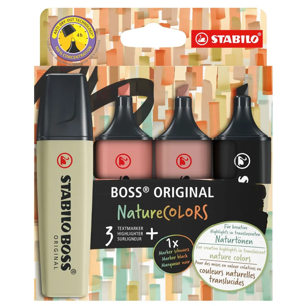 STABILO Μαρκαδόροι Υπογράμμισης Boss Nature Colors 3+1τεμ.
