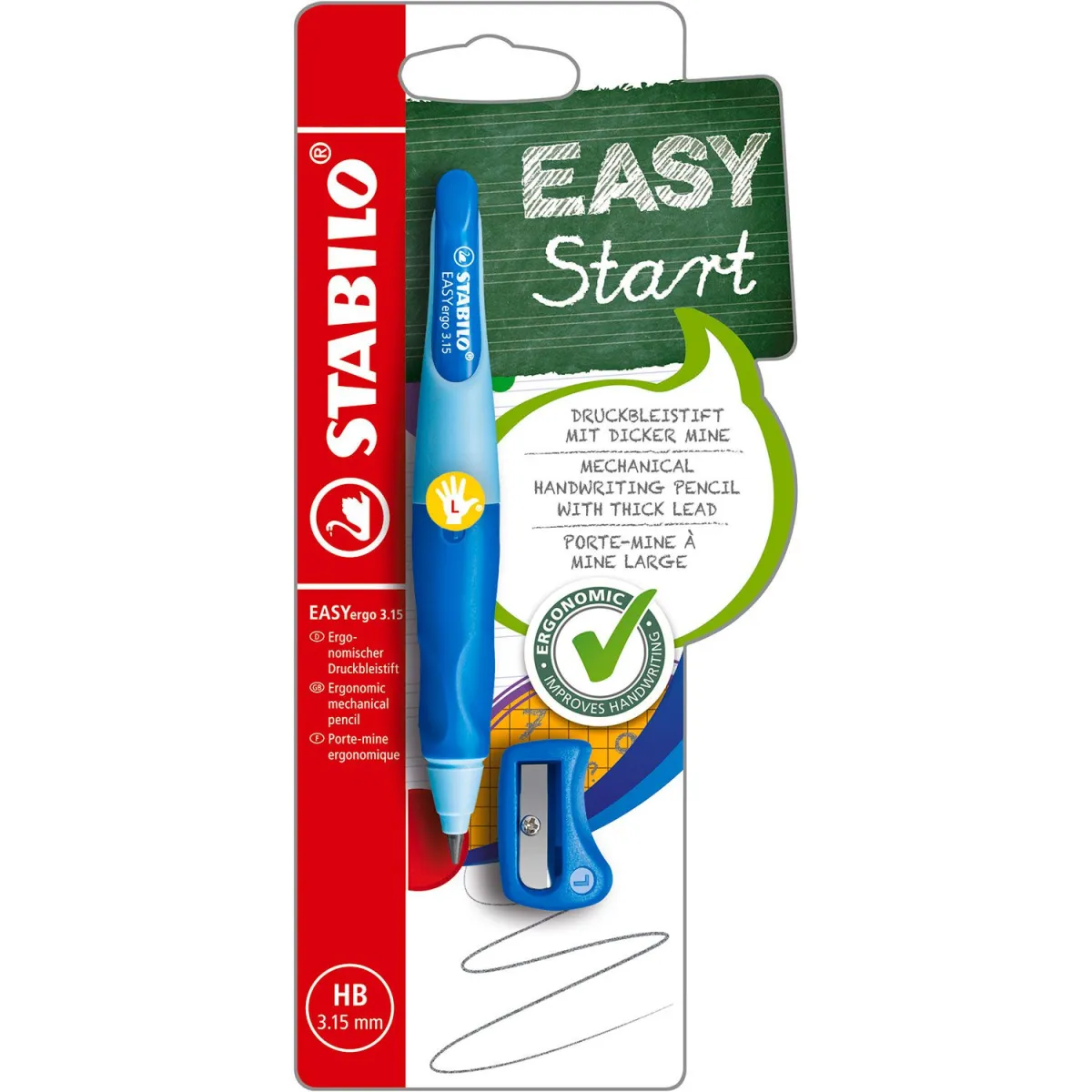 Μολύβι Stabilo Easyergo 3.15 L & Ξύστρα 2τεμ.