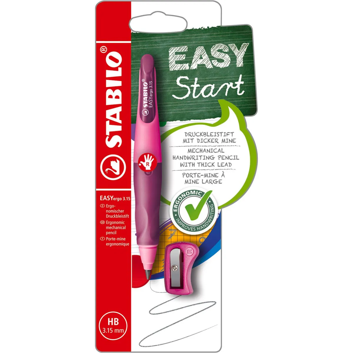 Μολύβι Stabilo Easyergo 3.15 R & Ξύστρα 2τεμ.