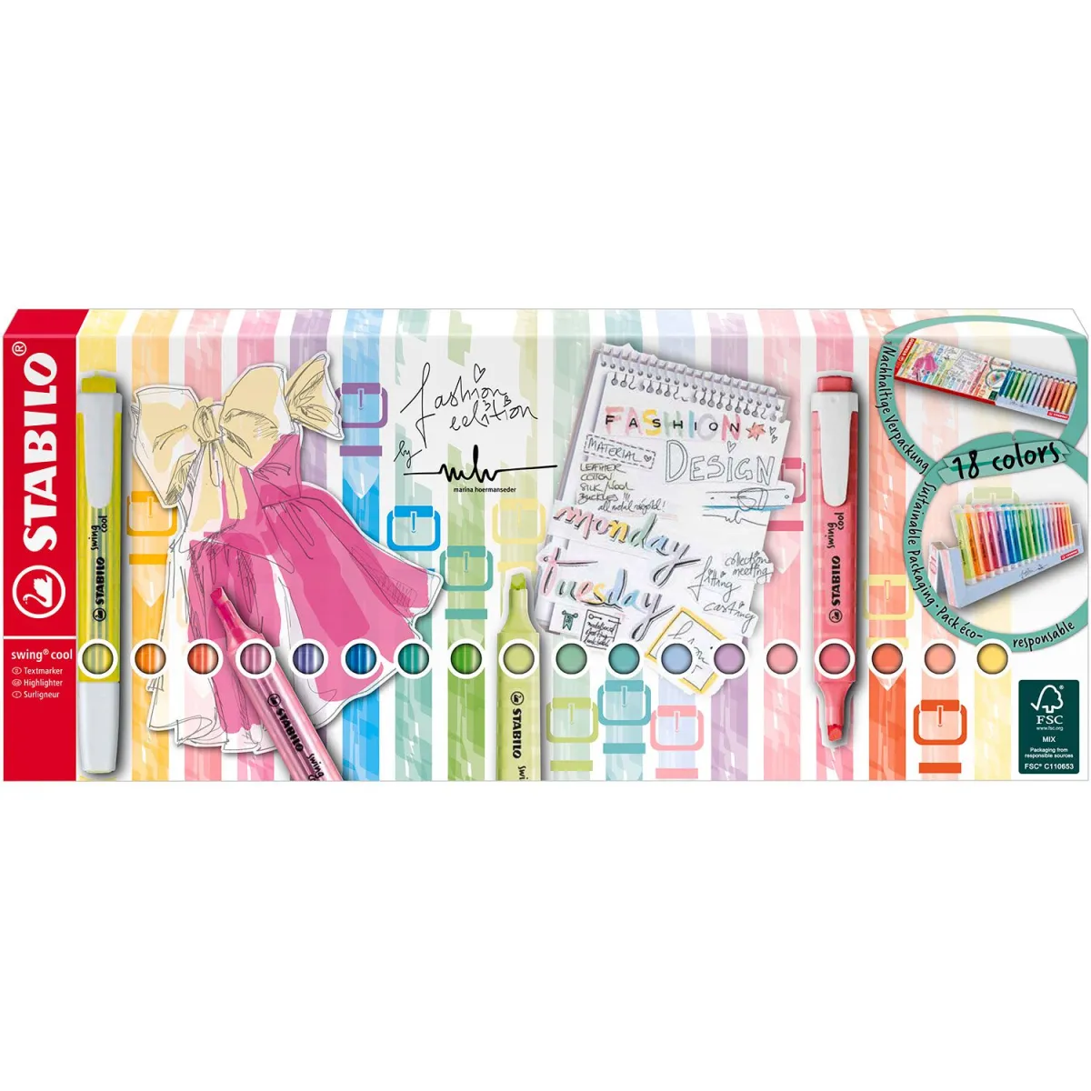 STABILO Μαρκαδόροι Υπογράμμισης Swing Deskset 18τεμ.