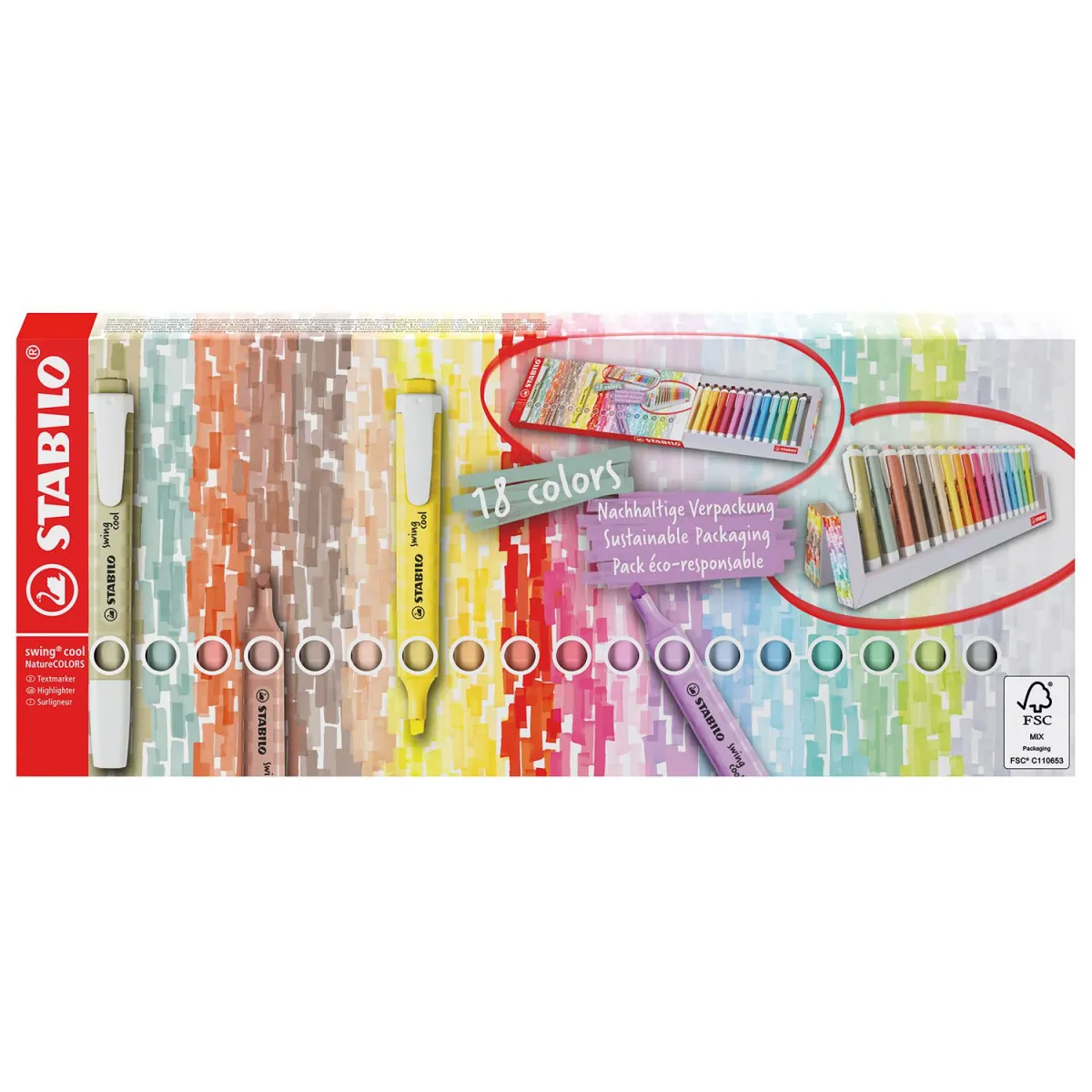 STABILO Μαρκαδόροι Swing Deskset Pastel & Nature 18τεμ.