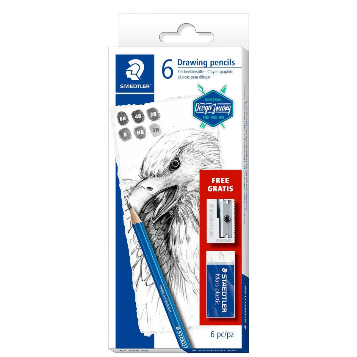 Staedtler Μολύβια Σχεδίου & Γόμα & Ξύστρα 8τεμ.
