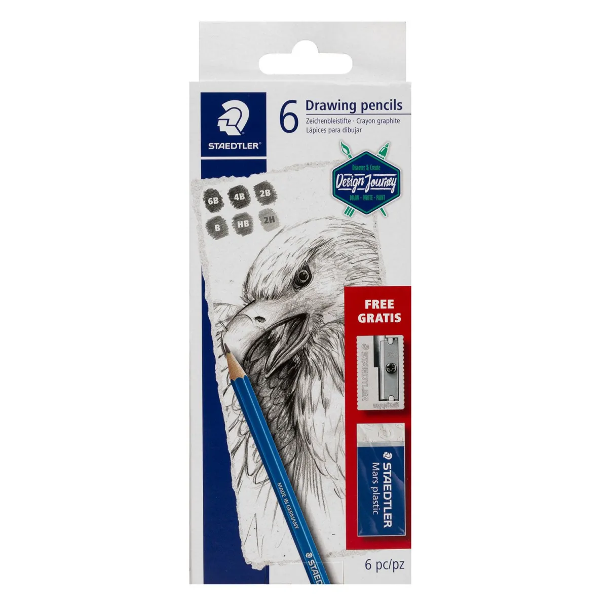 Staedtler Μολύβια Σχεδίου & Γόμα & Ξύστρα 8τεμ.