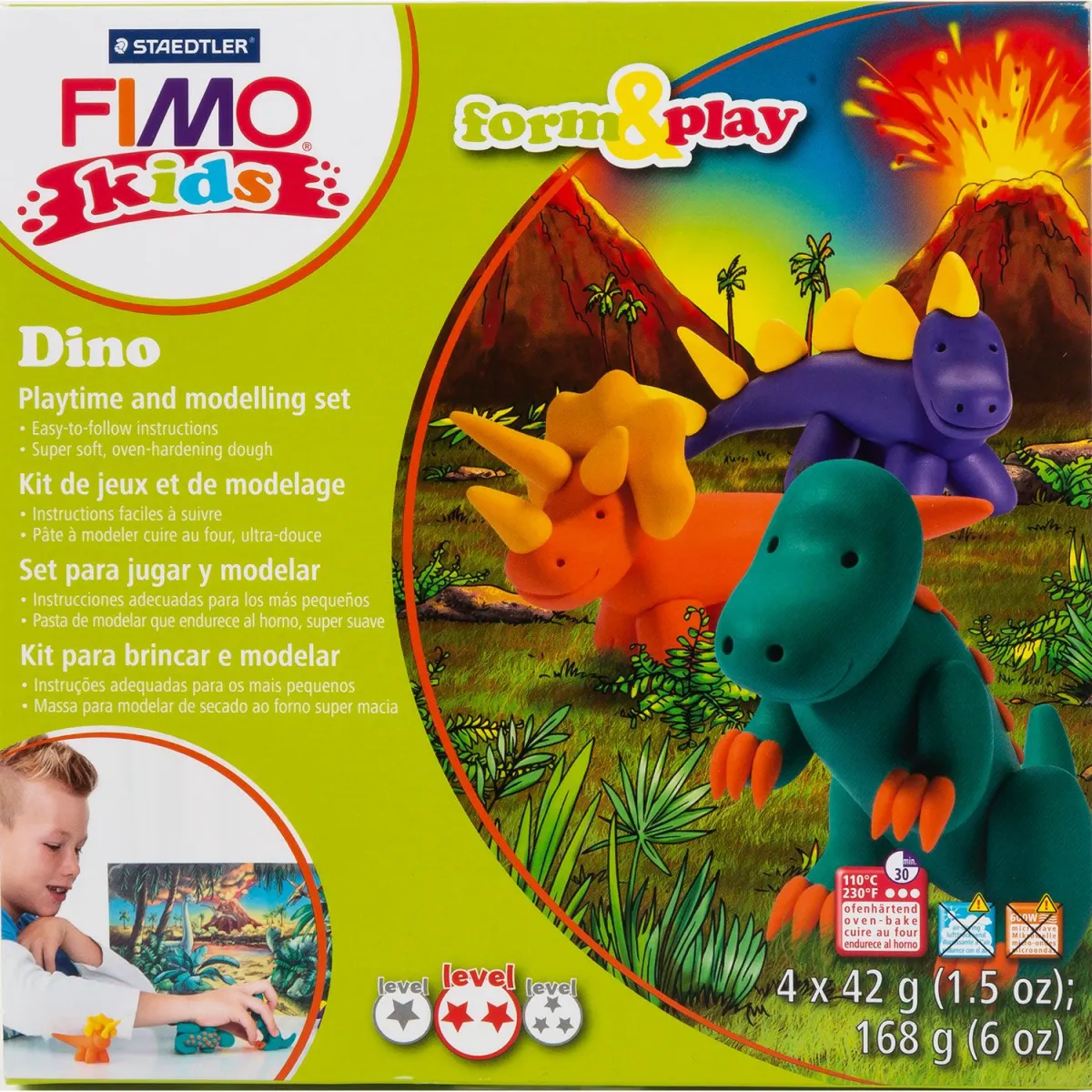 Staedtler Πηλός Fimo Kids 'Δεινόσαυρος' 4τεμ.