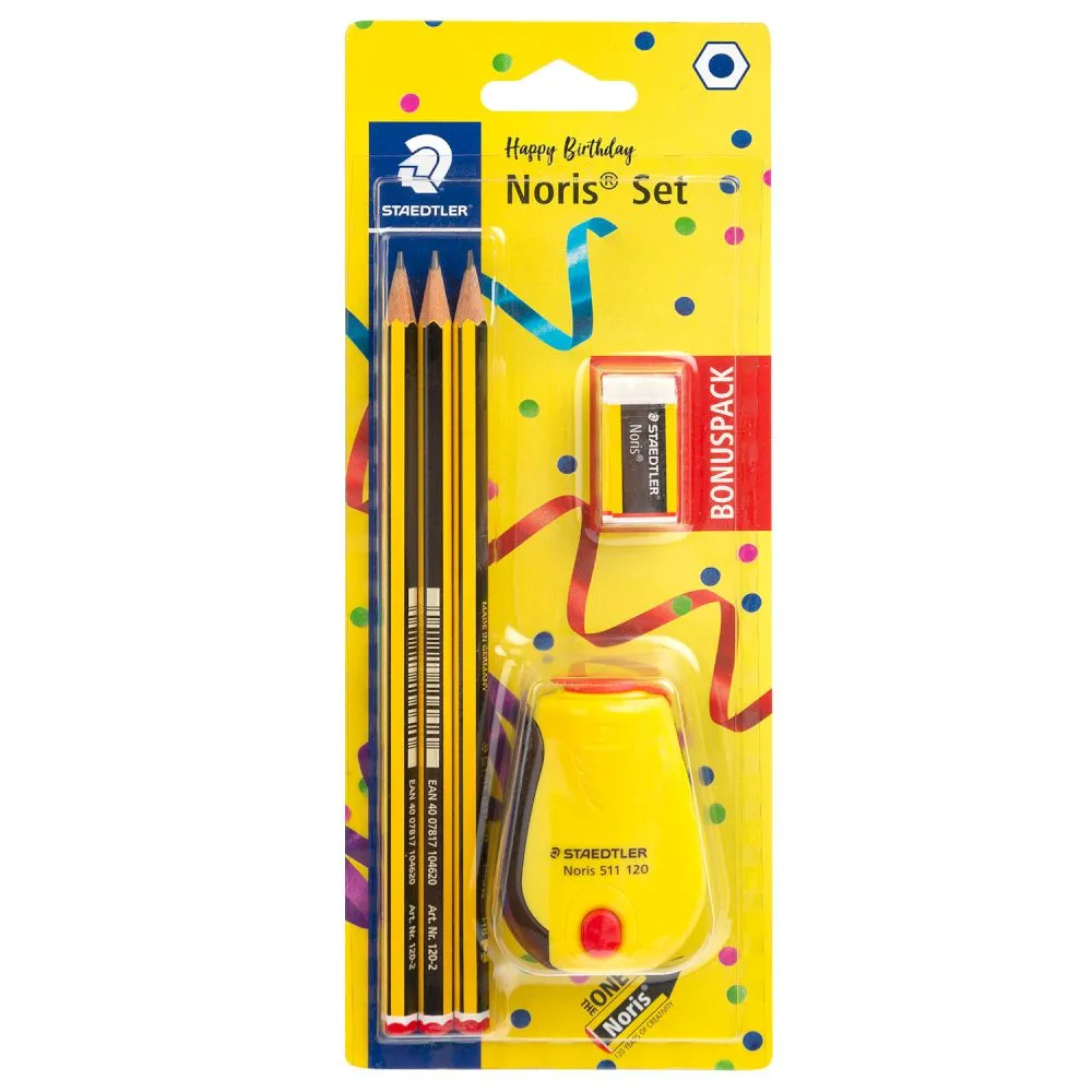 Staedtler Μολύβια Noris 120 HB 3τεμ. & Γόμα & Ξύστρα