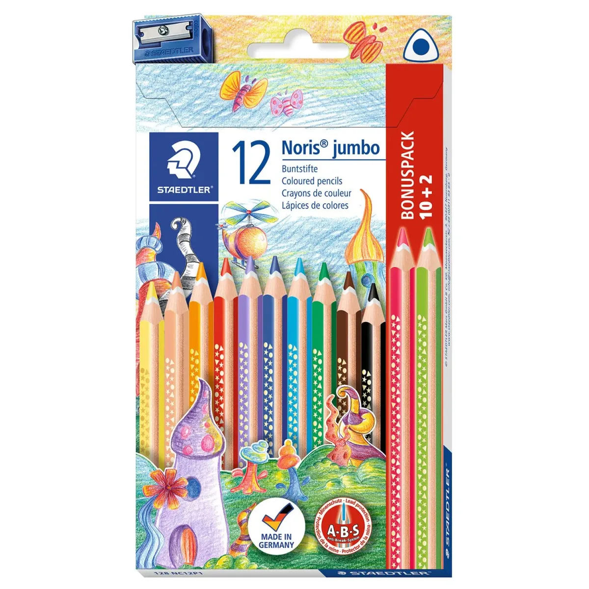 Staedtler Ξυλομπογιές Noris Jumbo & Ξύστρα 12τεμ.