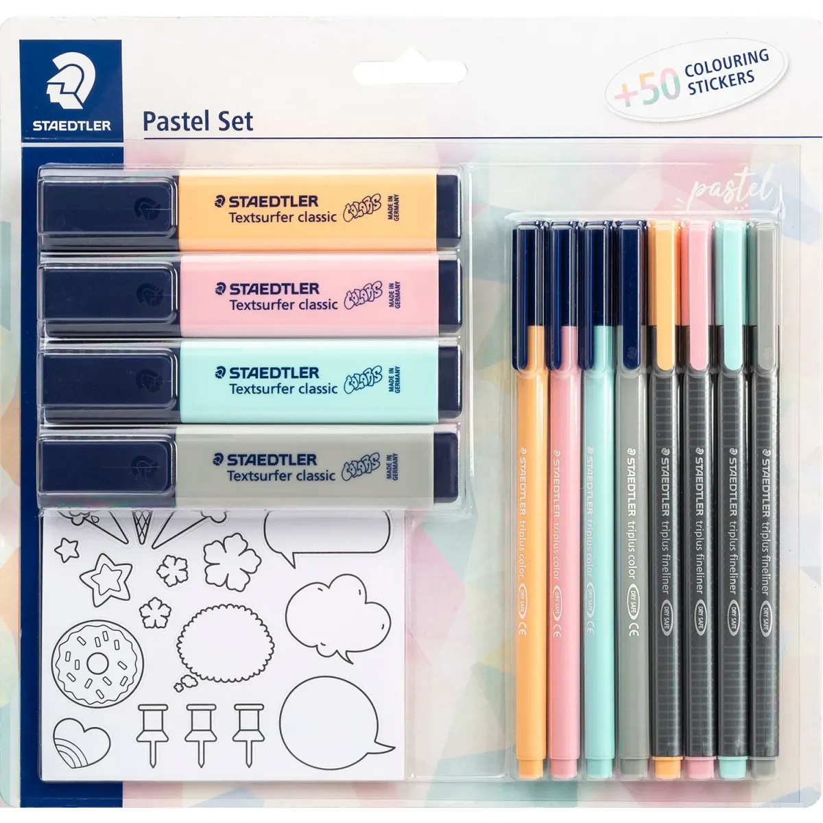 Staedtler Μαρκαδόροι Pastel 12τεμ. & 50 Αυτοκόλλητα