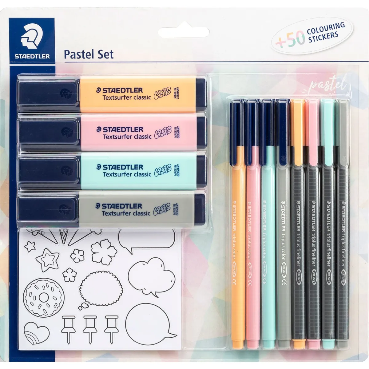 Staedtler Μαρκαδόροι Pastel 12τεμ. & 50 Αυτοκόλλητα
