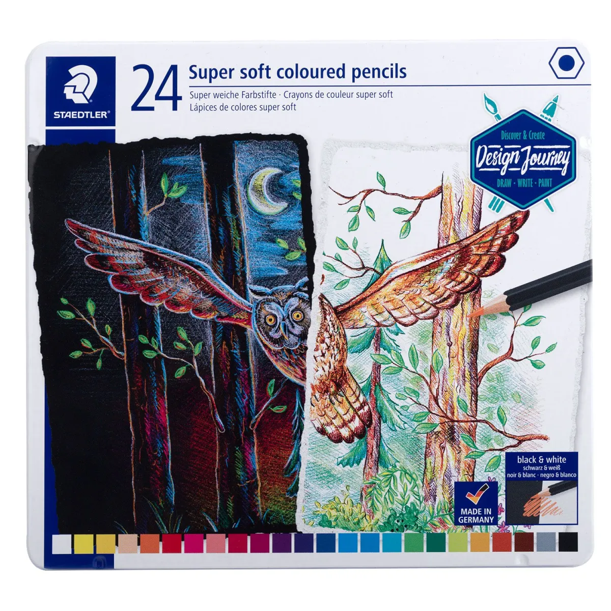 Staedtler Ξυλομπογιές Super Soft σε μεταλλική κασετίνα 24τεμ.