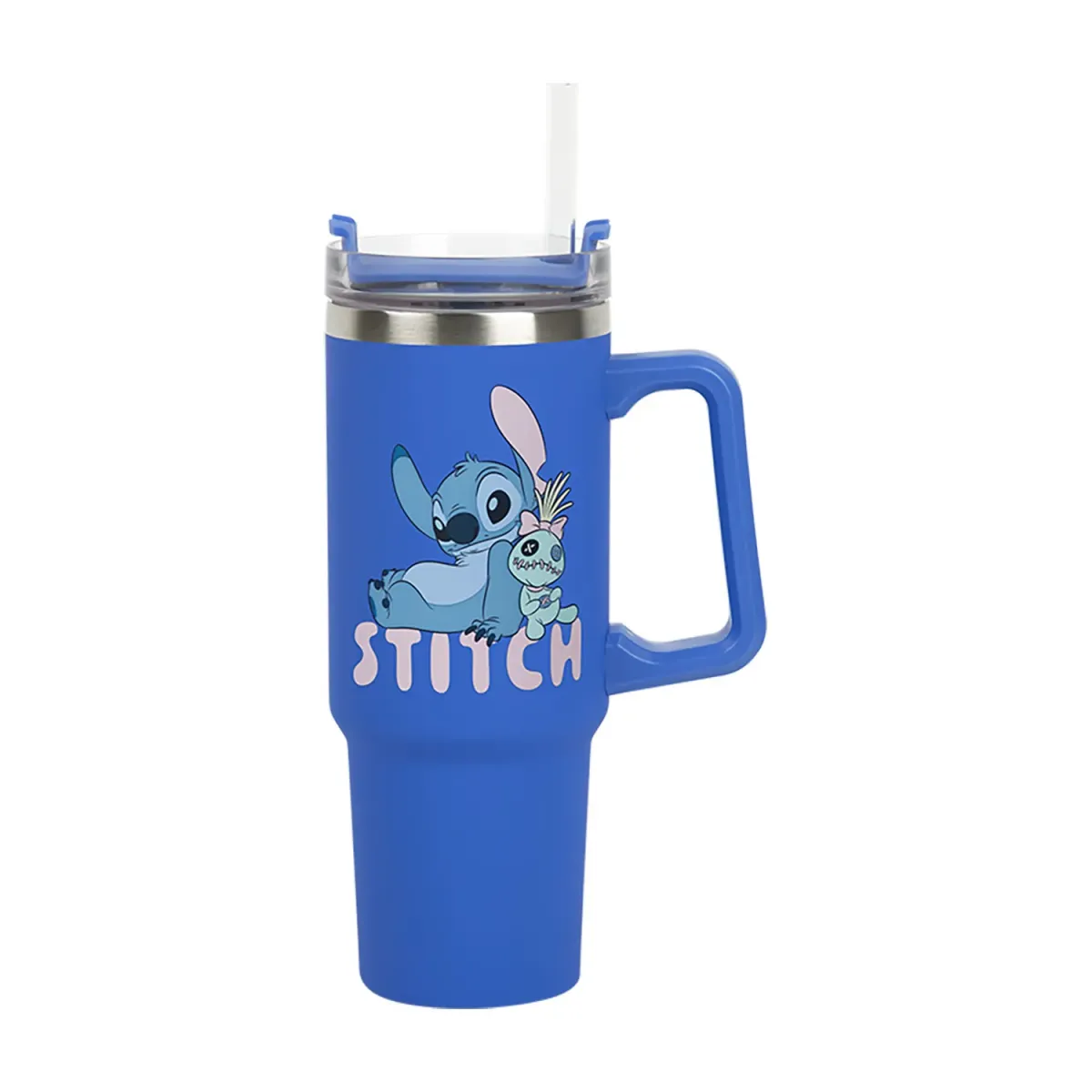 Stor Παγούρι με Καλαμάκι Stitch Blue 900ml
