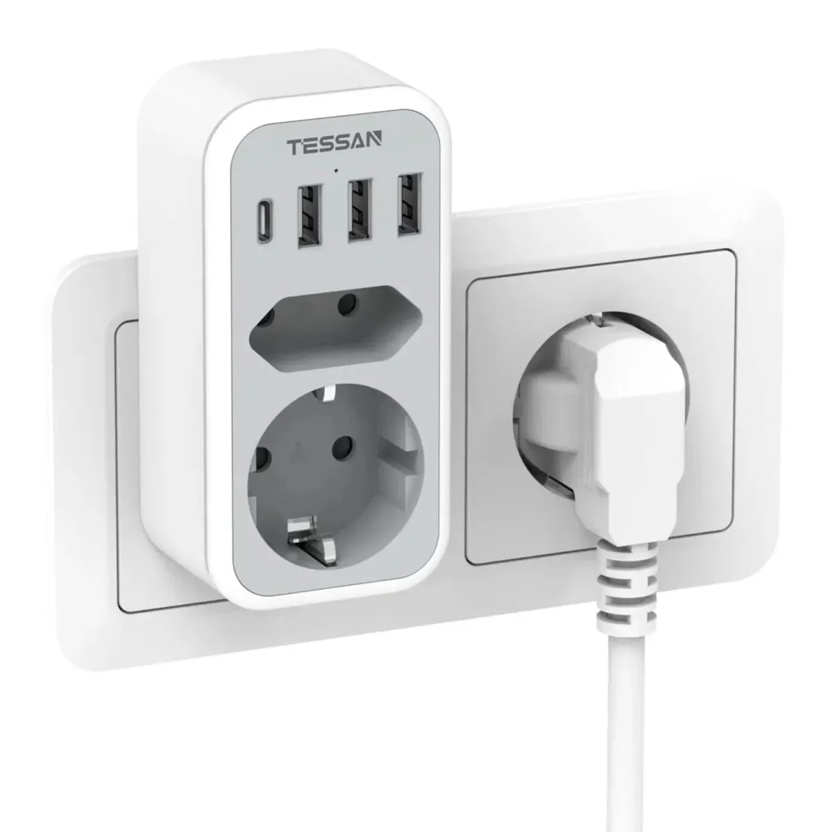 Tessan Πολύπριζο 2 Θέσεων με 4 Θύρες USB