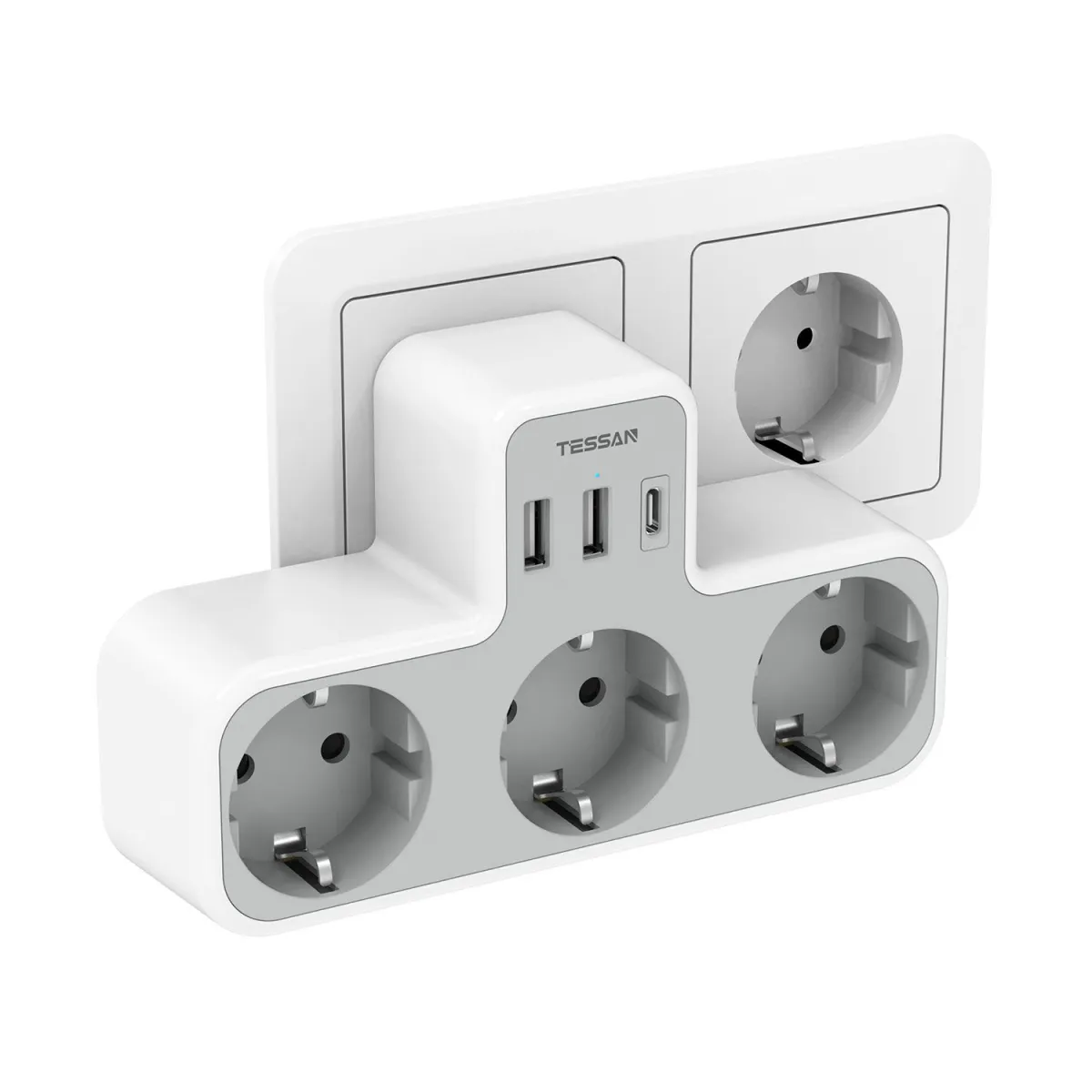 Tessan Πολύπριζο 3 Θέσεων με 3 Θύρες USB