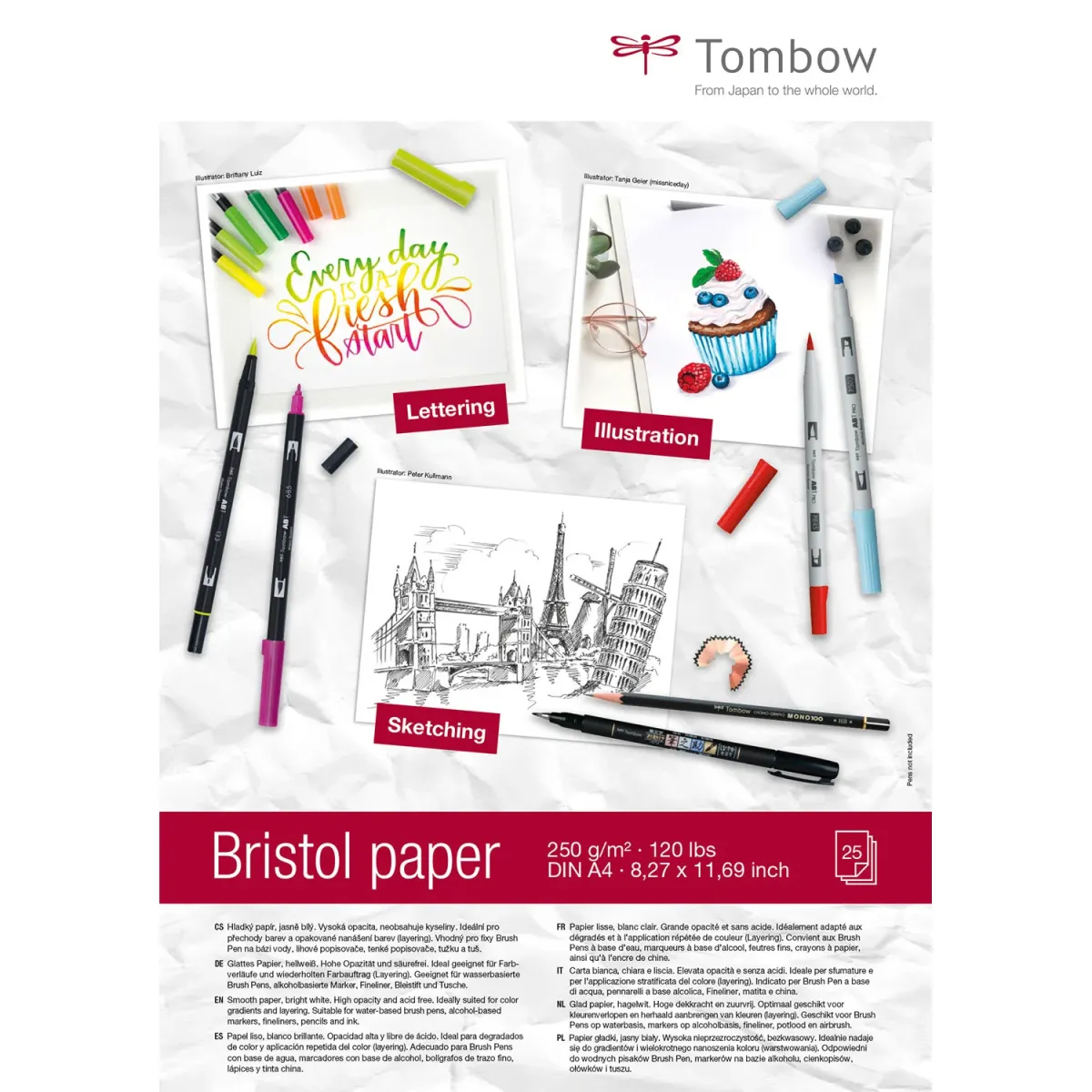 Tombow Μπλοκ Bristol A4 250gr 25Φύλλων