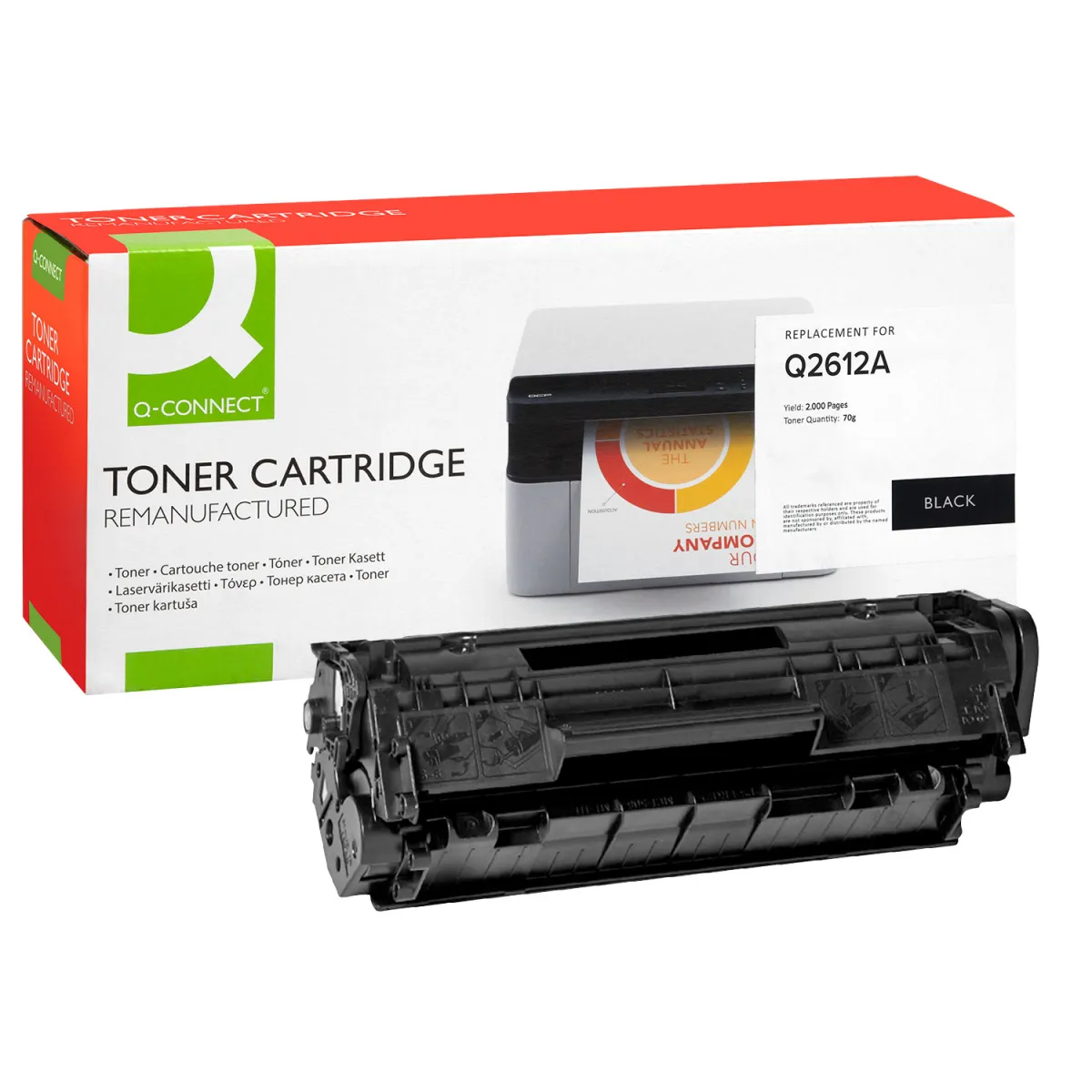 Toner Q-Connect 12A / Q2612A Black Ανακαινισμέ