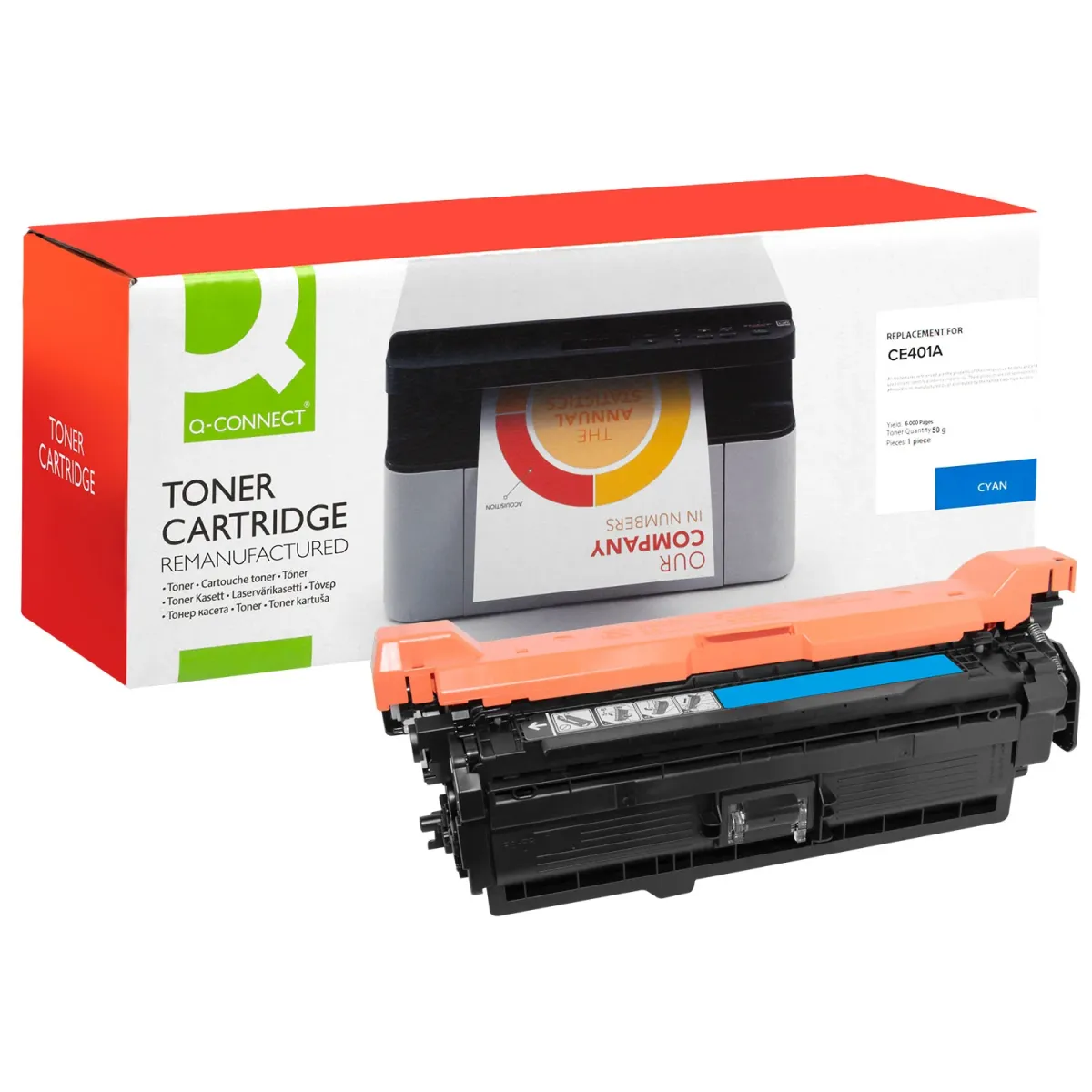 Toner Q-Connect 507A / CE401A Cyan Ανακαινισμέν