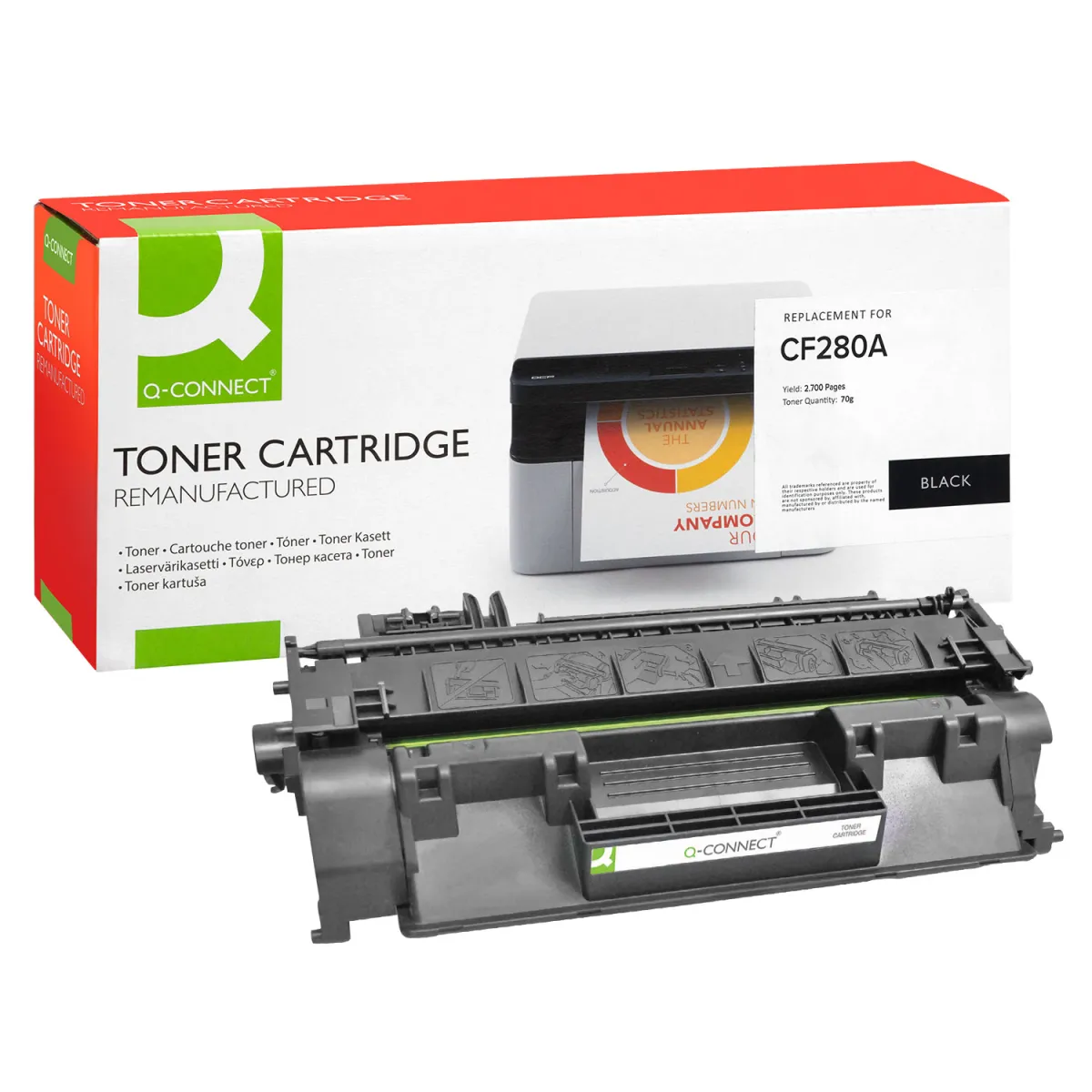 Toner Q-Connect 80A / CF280A Black Ανακαινισμέ