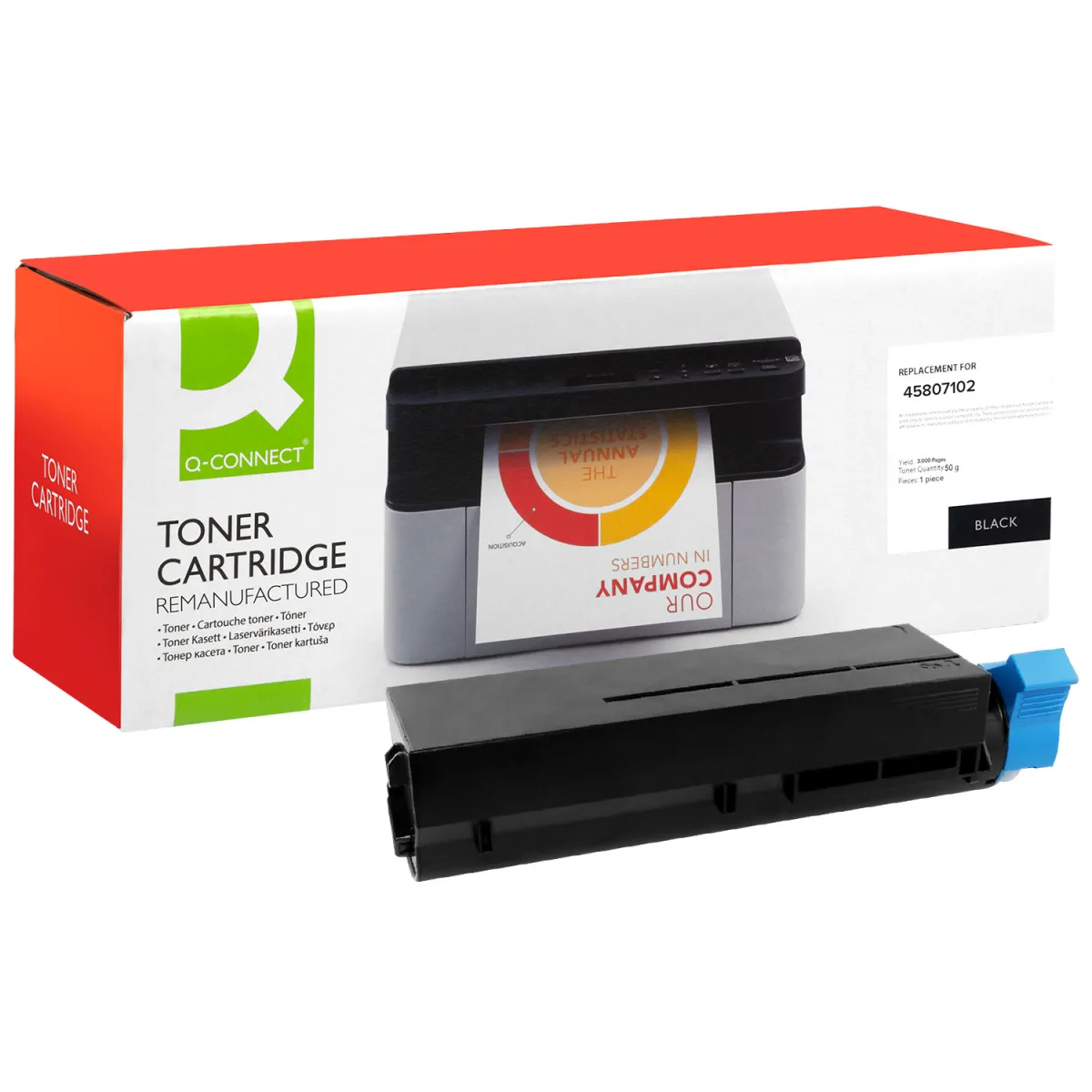 Toner Q-Connect MB472/492/562/B412/432/ 45807102 Black