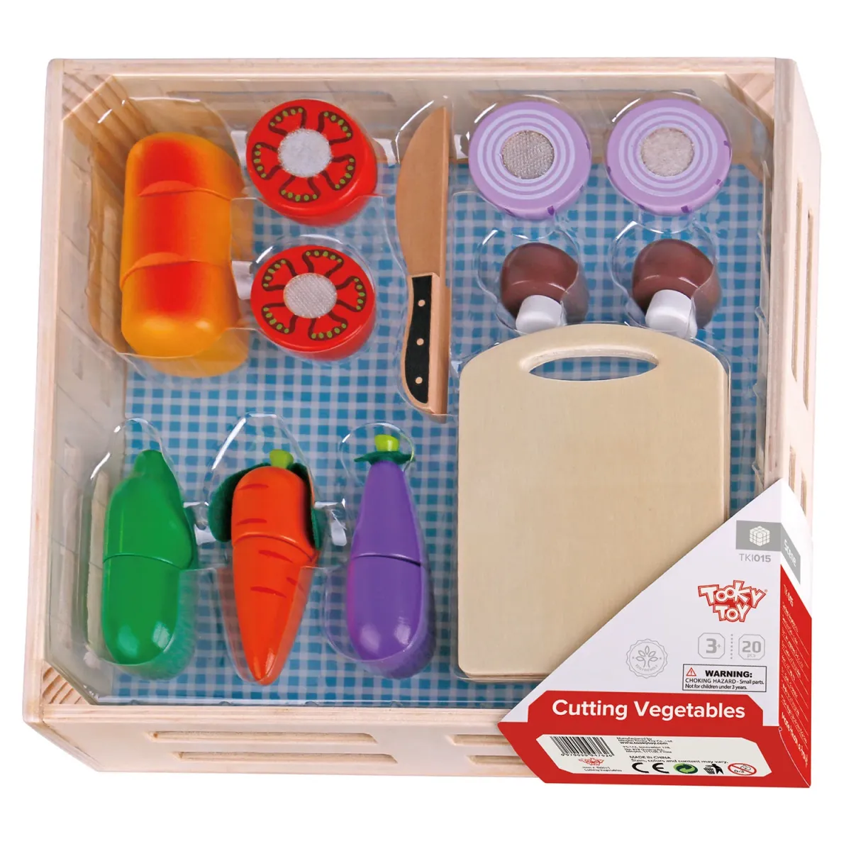 Tooky Toy Ξύλινα Λαχανικά με Ξύλο Κοπής & Δίσκο