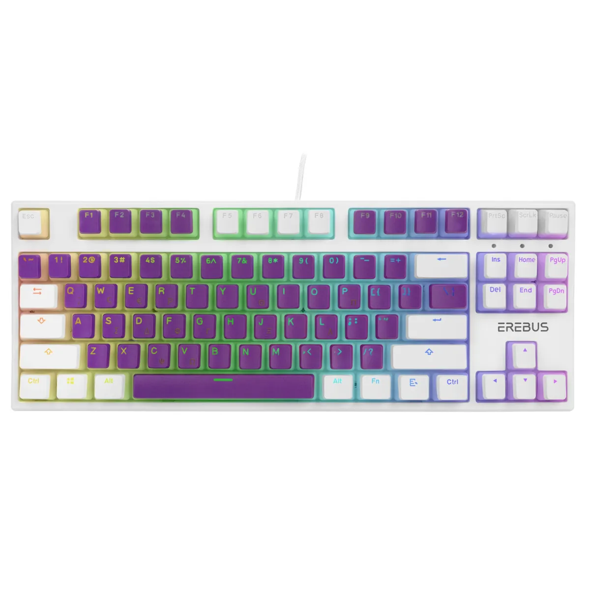 Turbo-X Erebus Gaming Ενσύρματο Πληκτρολόγιο EK10 Λευκό-Μωβ