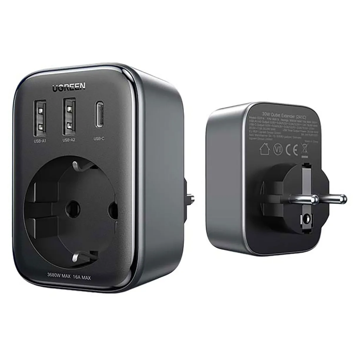 Ugreen πρίζα/φορτιστής 2xUSB+1xType-C 90613