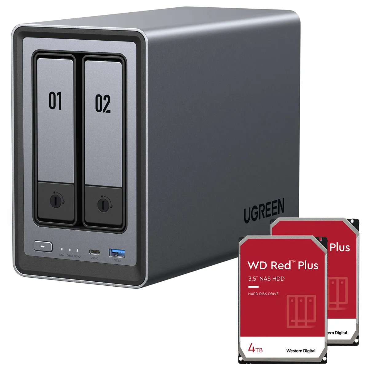 Ugreen DXP2800 NAS & 2x 4TB WD Red Plus