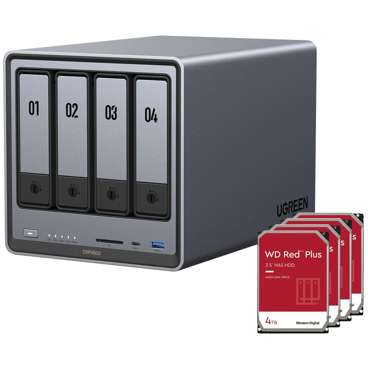 Ugreen DXP4800 NAS & 4x 4TB WD Red Plus