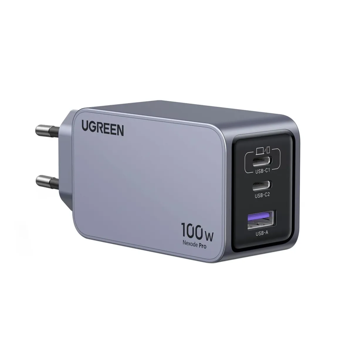 Ugreen Φορτιστής GaN 3 Θέσεων 100W Γκρι Με Καλώδιο