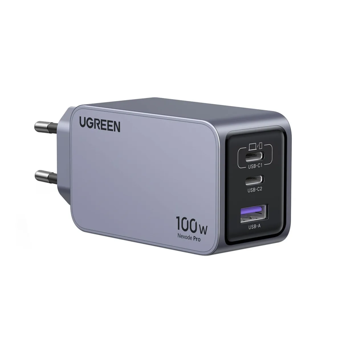 Ugreen Φορτιστής GaN 3 Θέσεων 100W Γκρι Με Καλώδιο