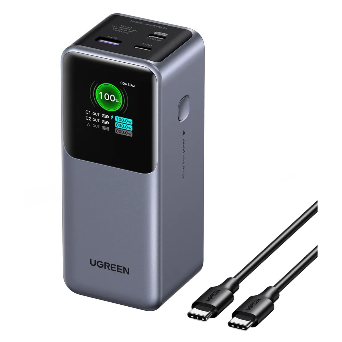 Ugreen Powerbank PD 20000 mAh 3 Θέσεων 130W Γκρι