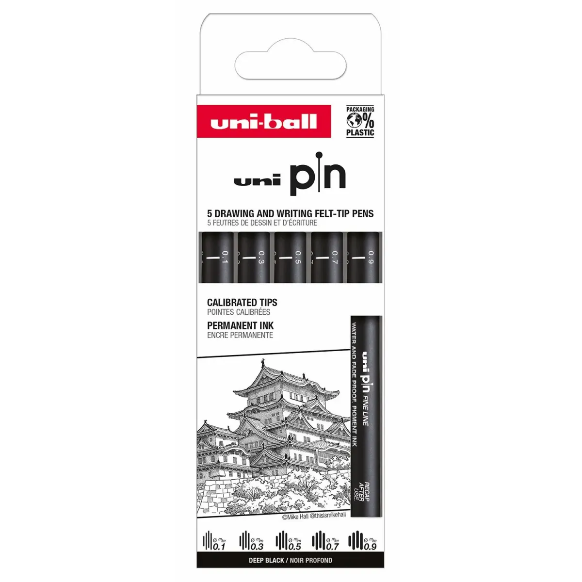 Uni-Ball Μαρκαδόροι Λεπτής Γραφής Pin 5τεμ.