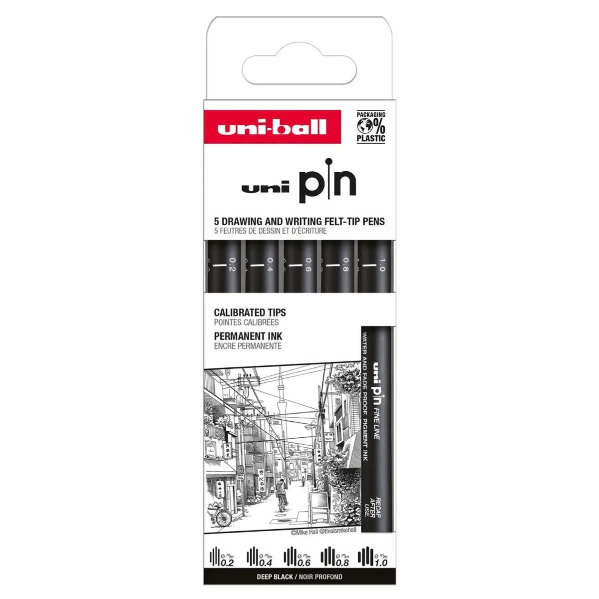 Uni-Ball Μαρκαδόροι Λεπτής Γραφής Pin 5τεμ.