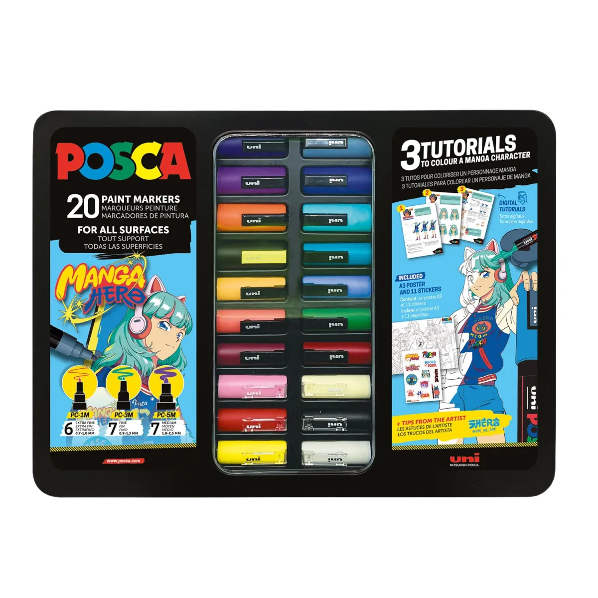 Uni-Ball Posca Μαρκαδόροι Ζωγραφικής Manga Hero 20τεμ.