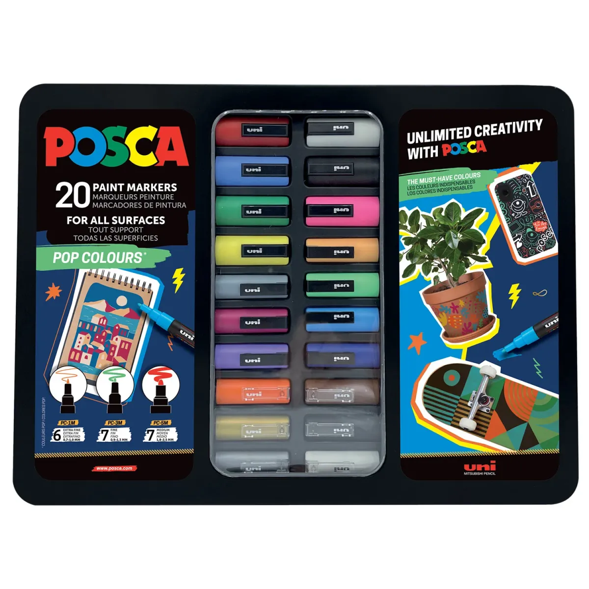 Uni-Ball Posca Μαρκαδόροι Ζωγραφικής Pop Colours 20τεμ.