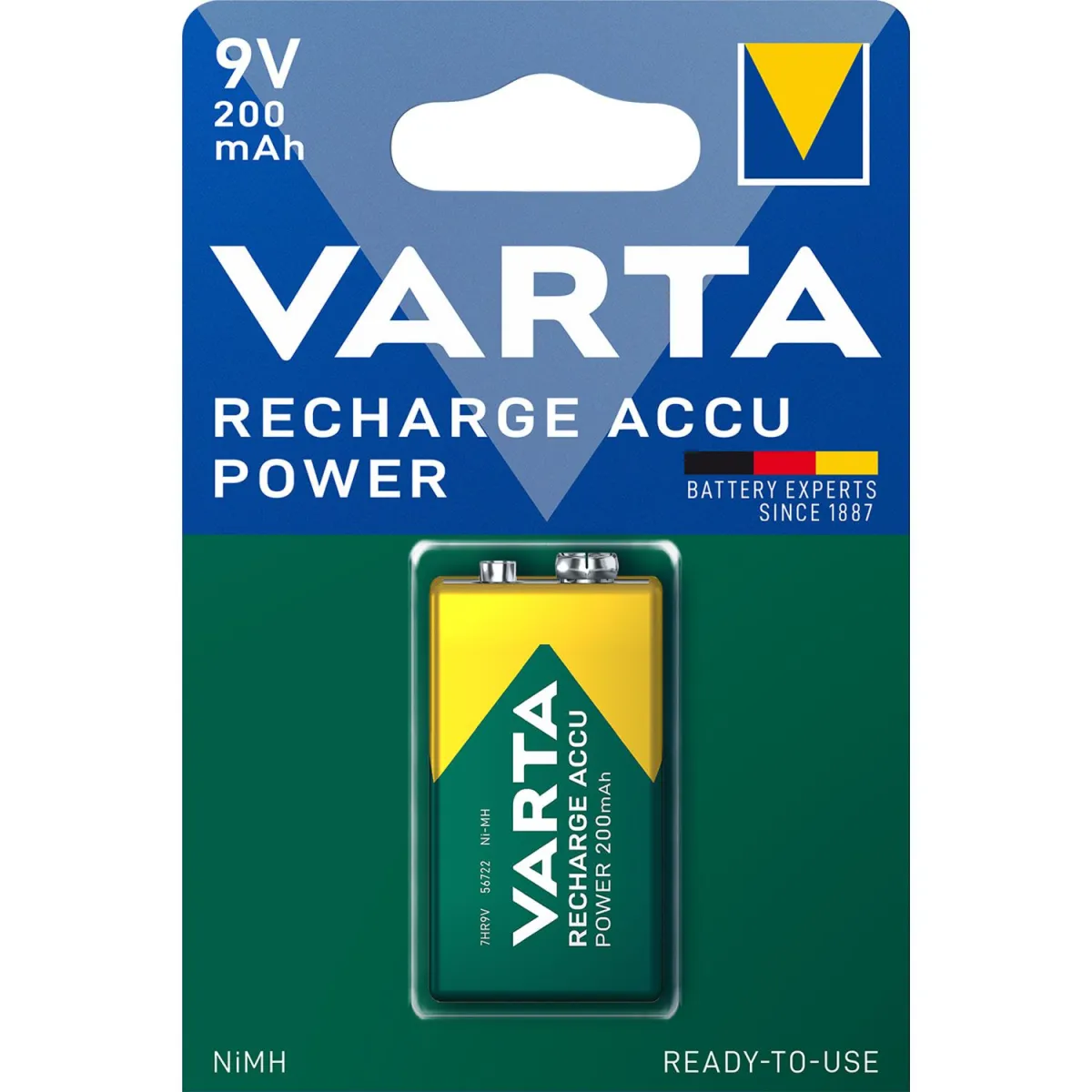 Varta Μπαταρίες Επαναφορτιζόμενες 9V 200 mAh (1 τεμ.)