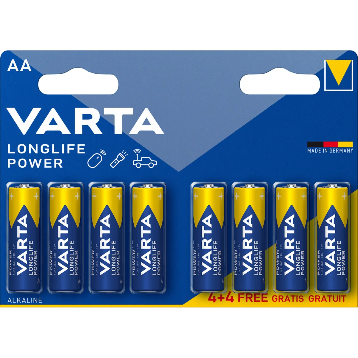 Varta Μπαταρίες Αλκαλικές Longlife Power AA (4 τεμ.+ 4  Δώρο)